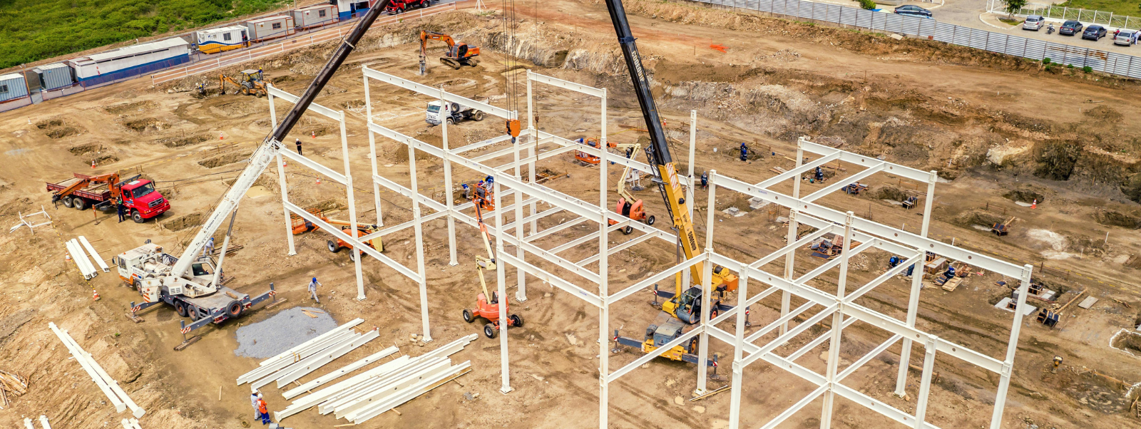 Structure being built for a building on a large property