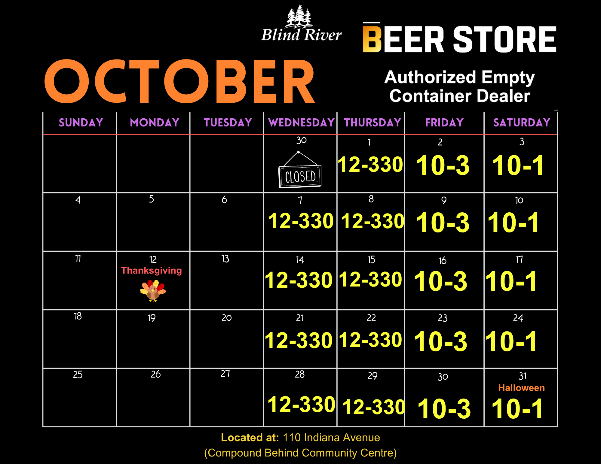 October Beer Store Repository Calendar 2026
