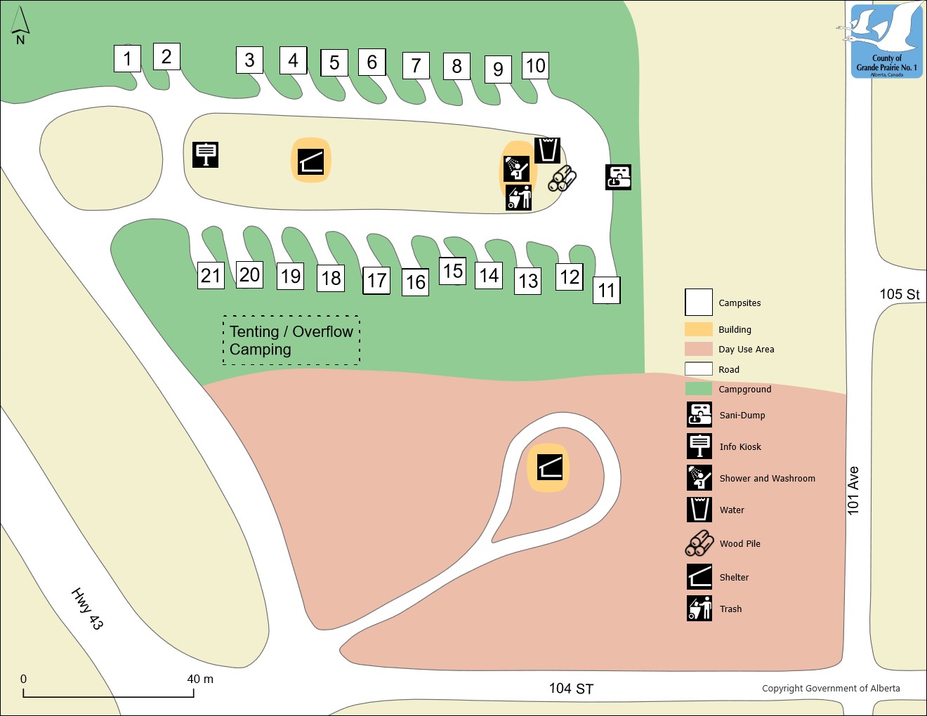 Hythe Campground Site Map