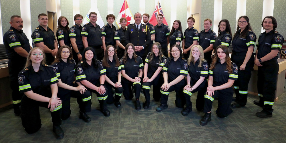 New Paramedics with Chief Justin Lammers following the 2026 Commencment Ceremony