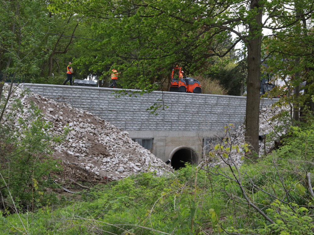 A side view of the Lonsberry Drain culvert near Colchester