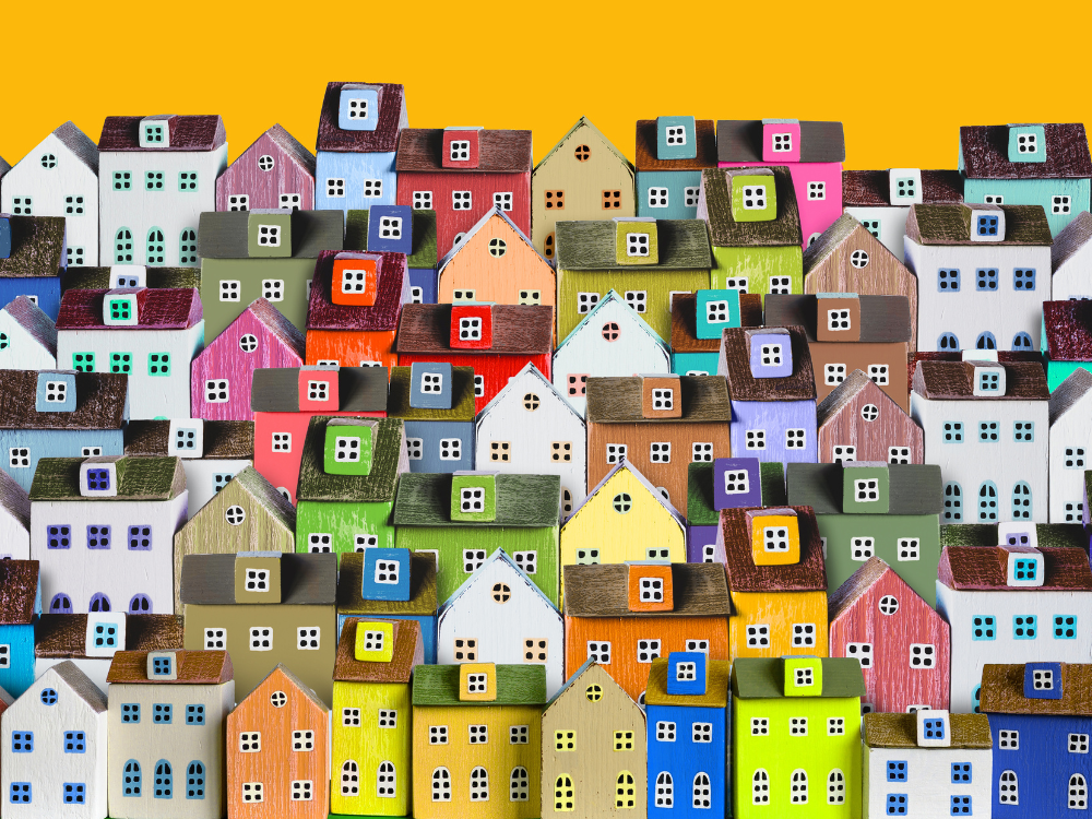 Miniature houses of different sizes