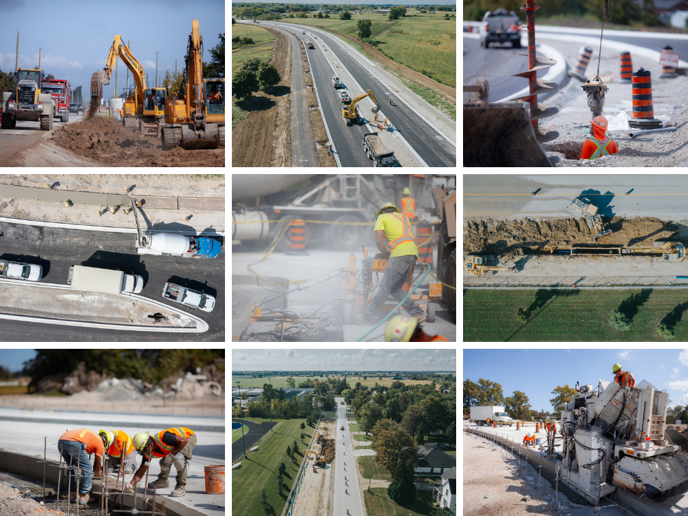 Photos of construction crews working on Phase 2 in September 2024.