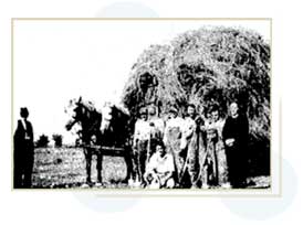 Black and white photo of early settlers