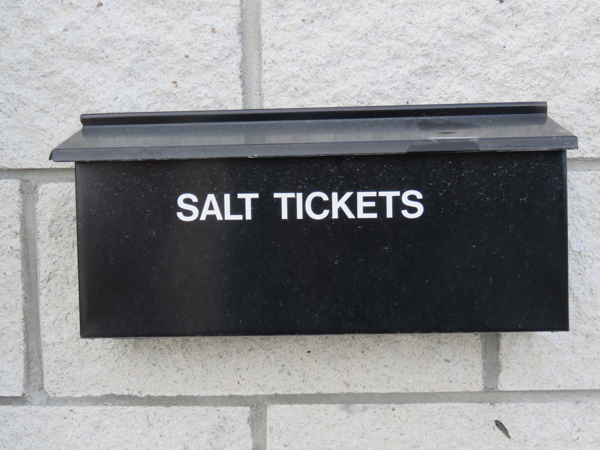 A 'Salt Tickets' box at a County Roads depot
