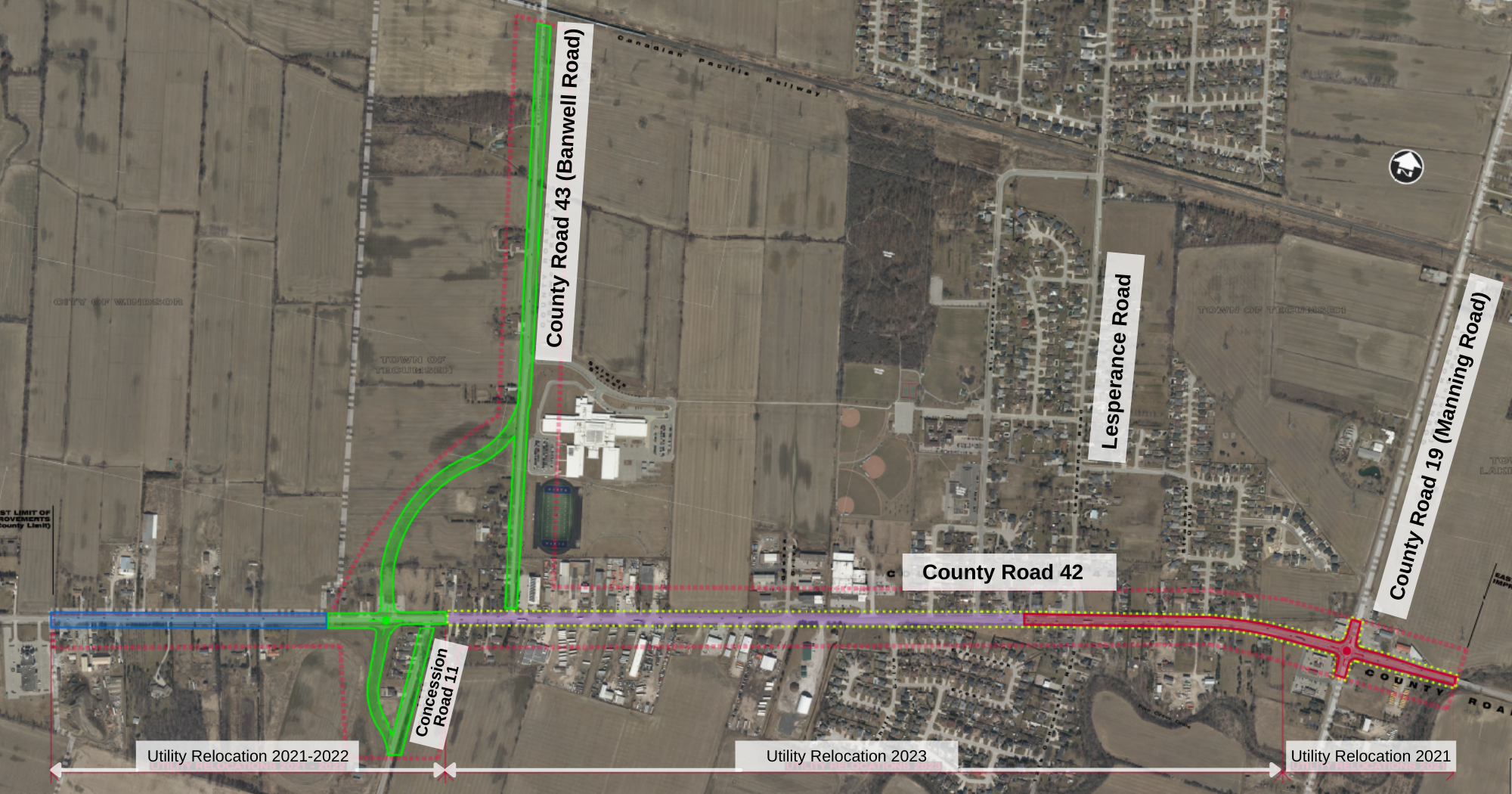 A map of the project with phases labelled.