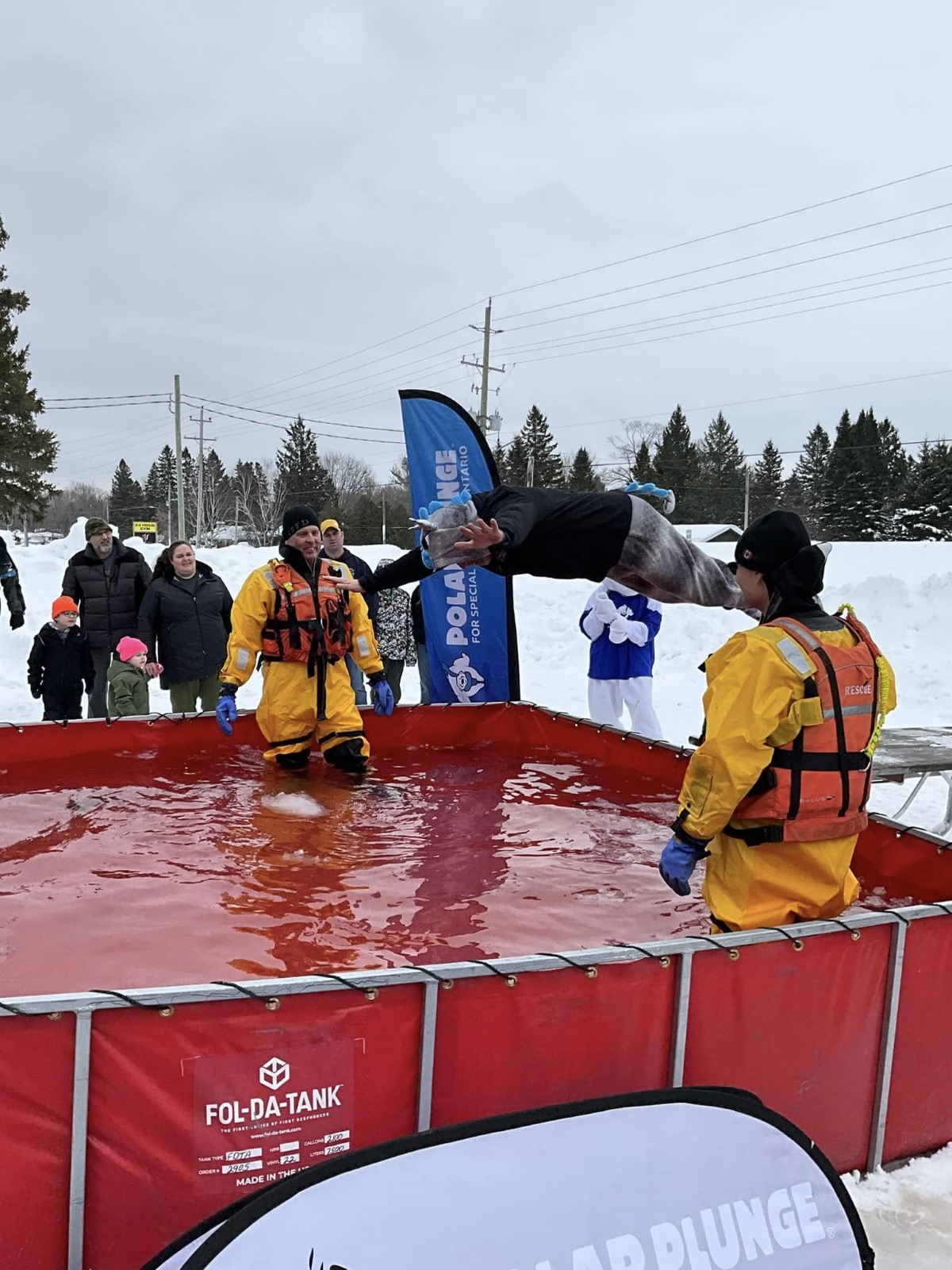 someone dressed as a unicorn jumping into any icy pool