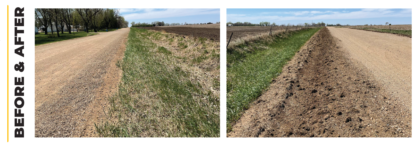 Before and after of gravel retreival