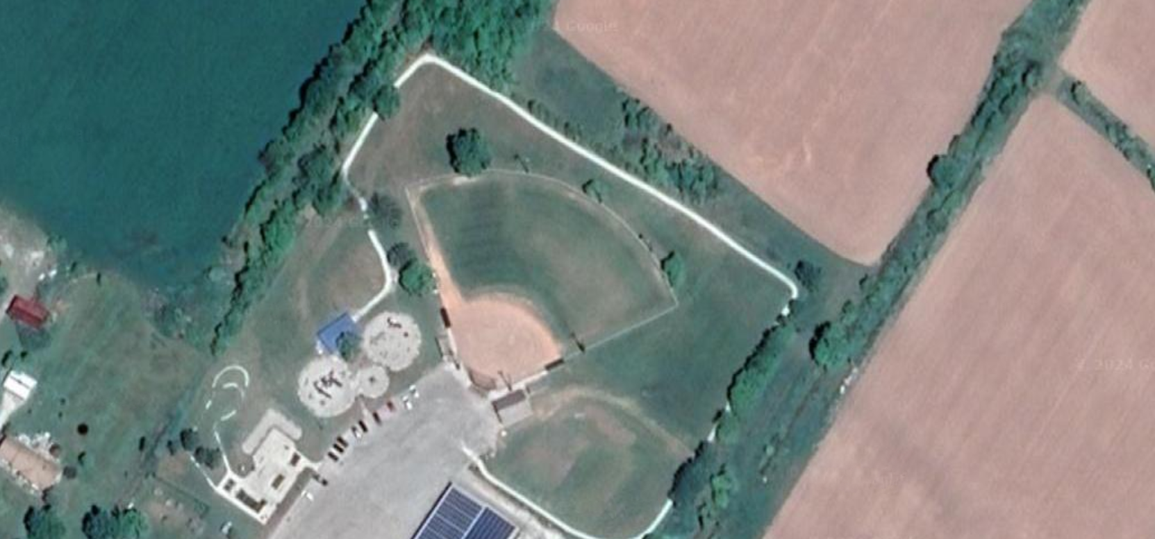 aerial view of the Shallow Lake Ball diamond