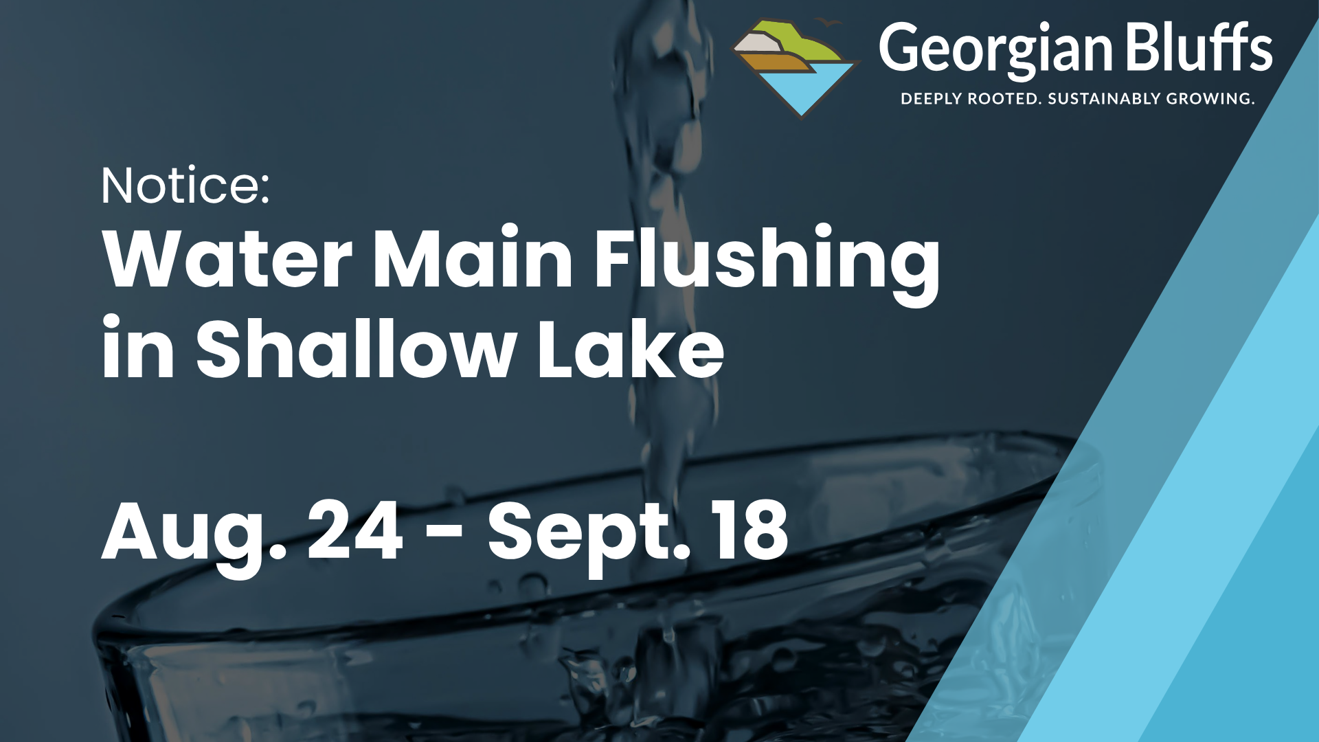 Water main flushing in Shallow Lake in August and September