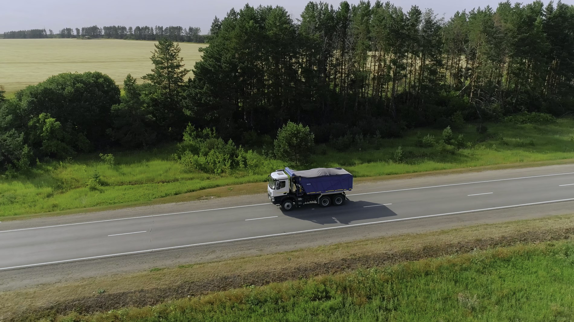a truck on a country road