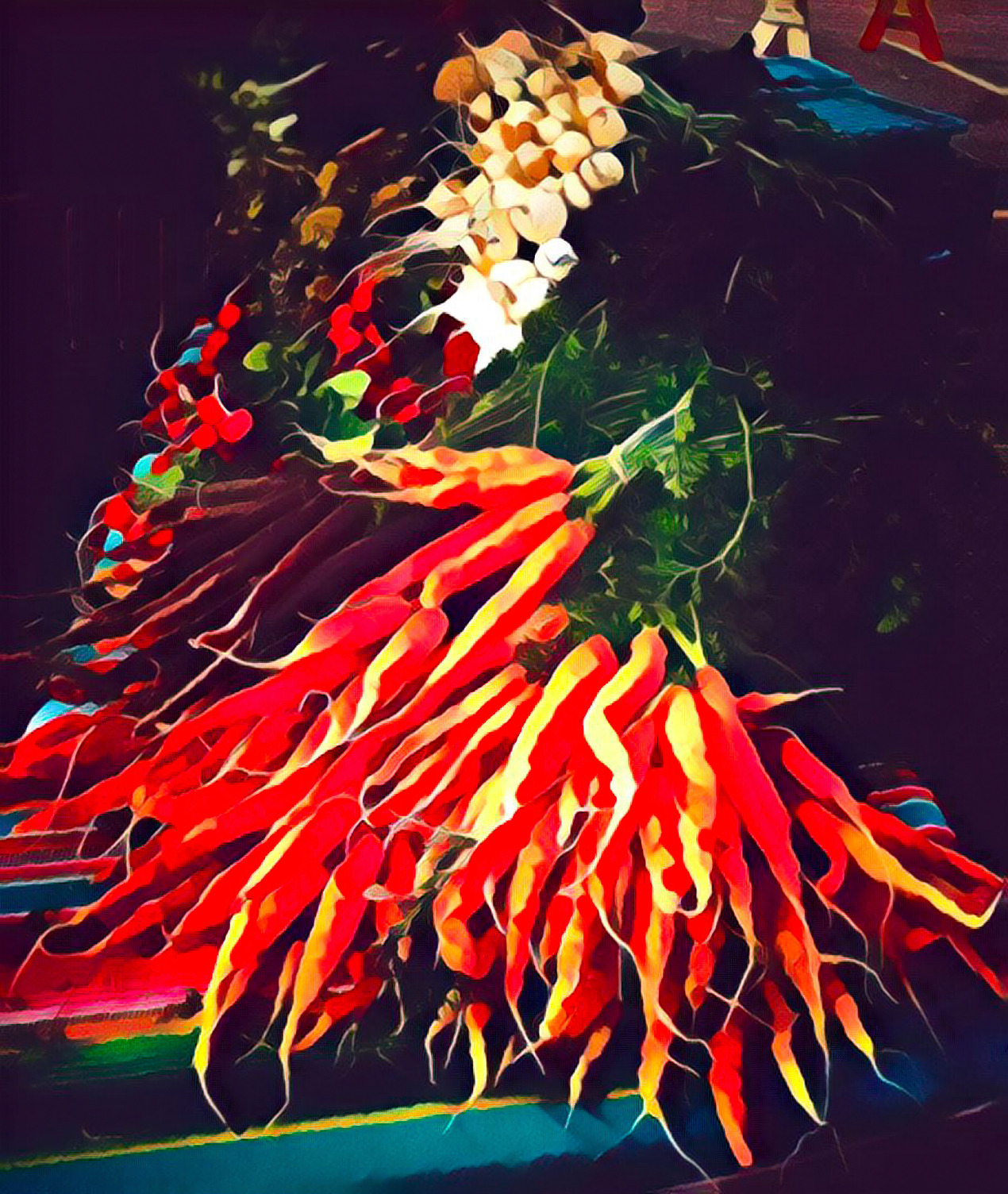 Painting of bundled chili peppers.