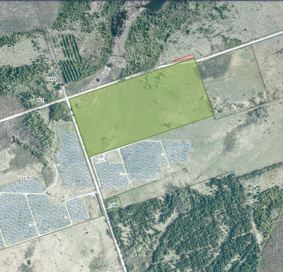 Aerial map of the road allowance for Eldon Station Road