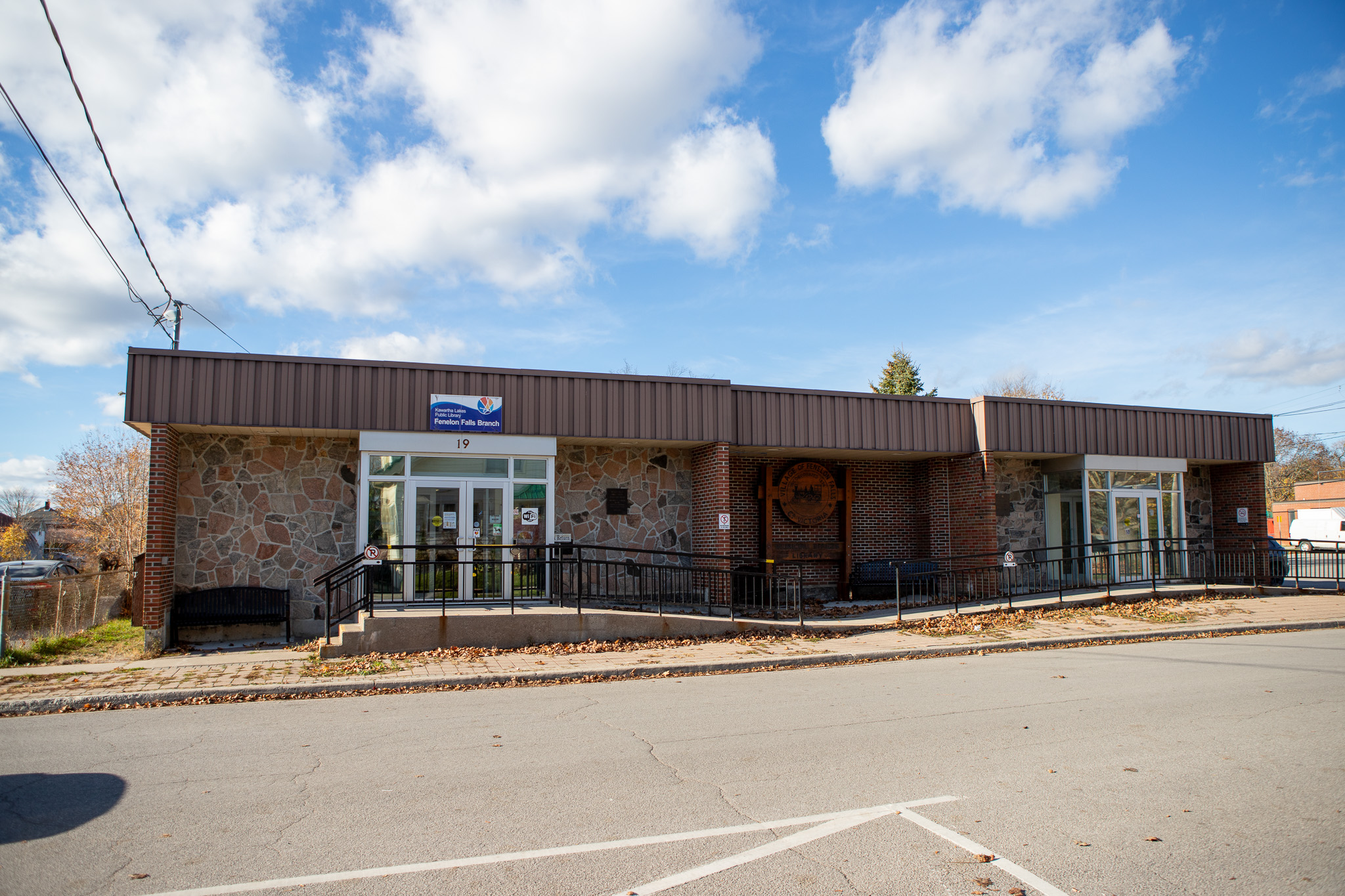 Outside the Fenelon Falls branch - brick building