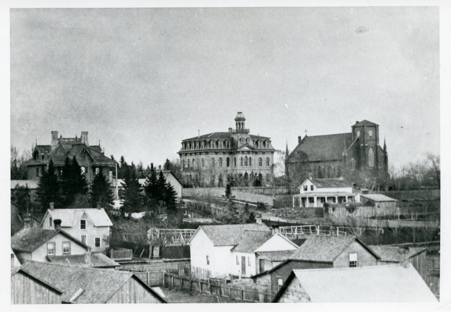 historic photograph of convent and church
