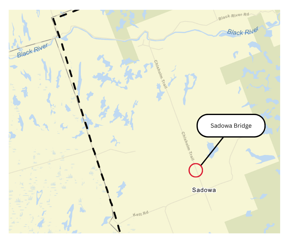 view of the sadowa bridge on a map