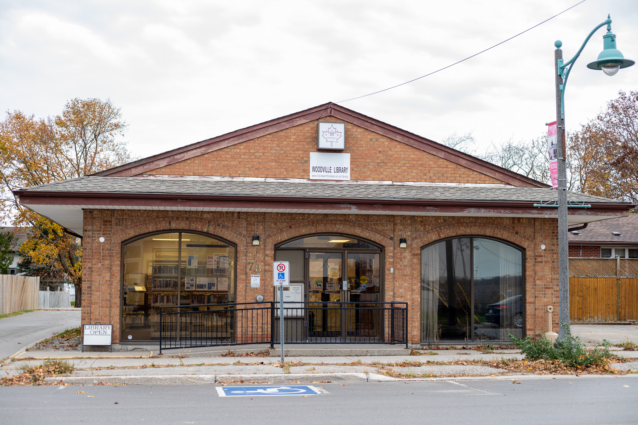 Outside the Woodville branch - red brick building