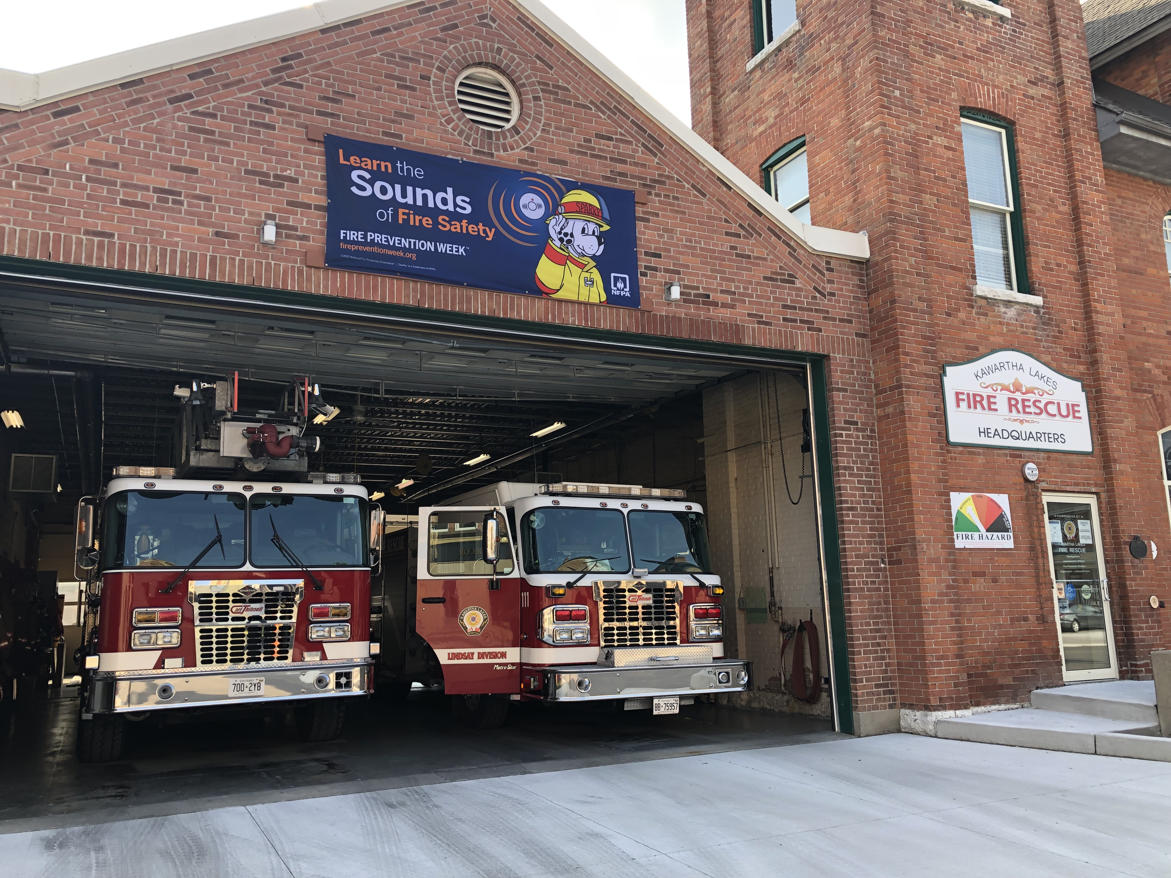 Two firetrucks in fire station