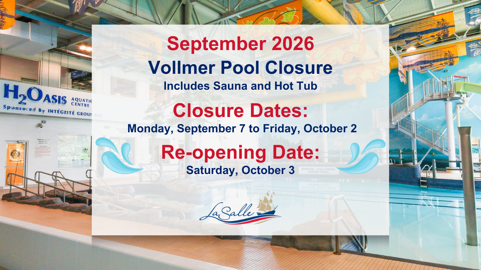 September 2026 Vollmer Pool Closure