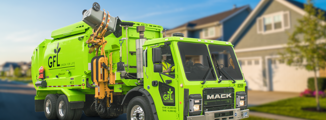 Green bin truck.