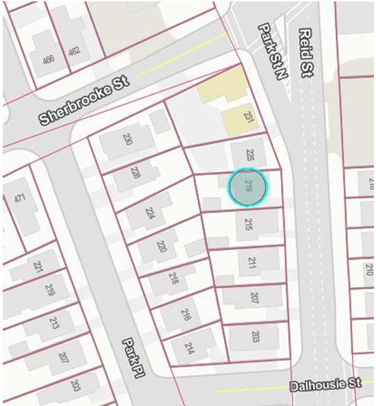 Location map of 219 Park St N