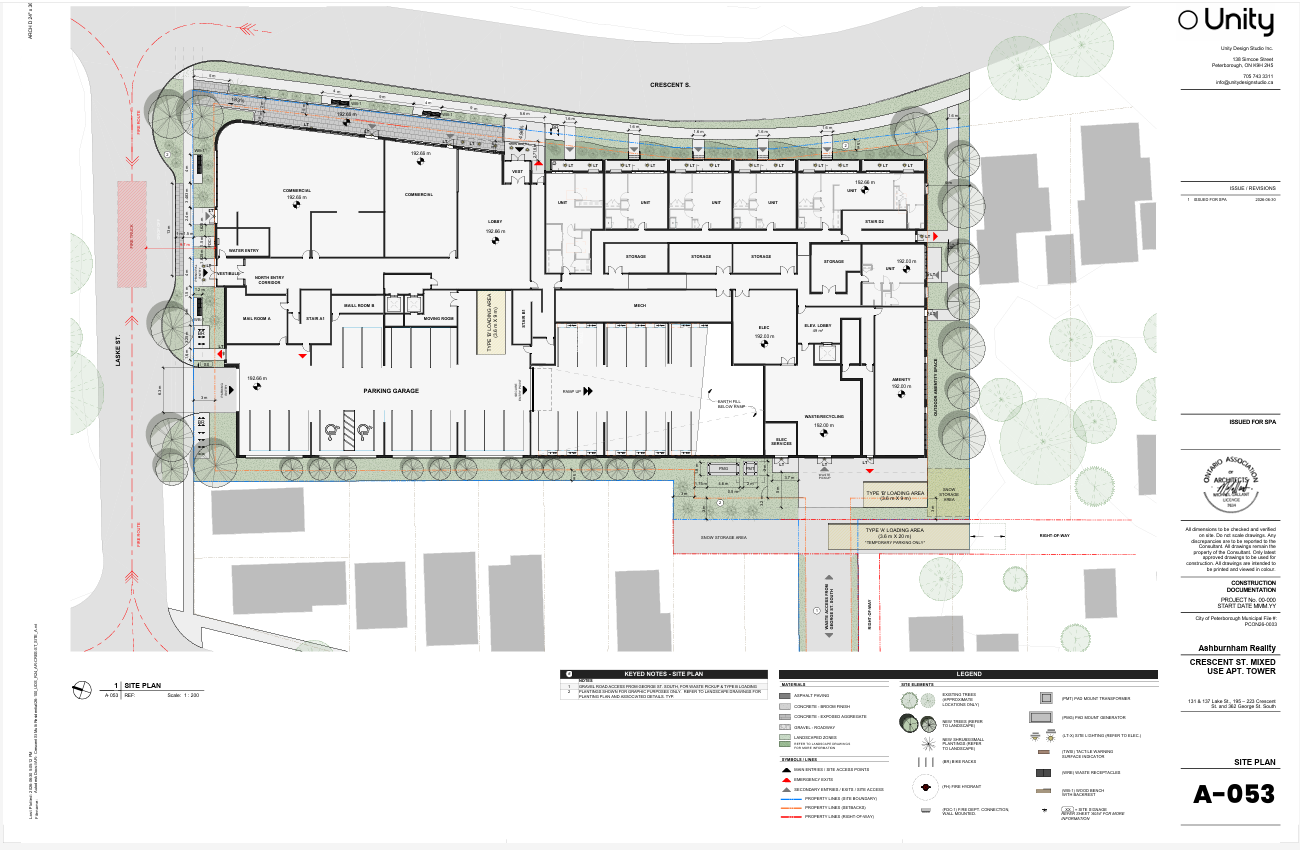 Map of proposed building floor plan and location on the lot