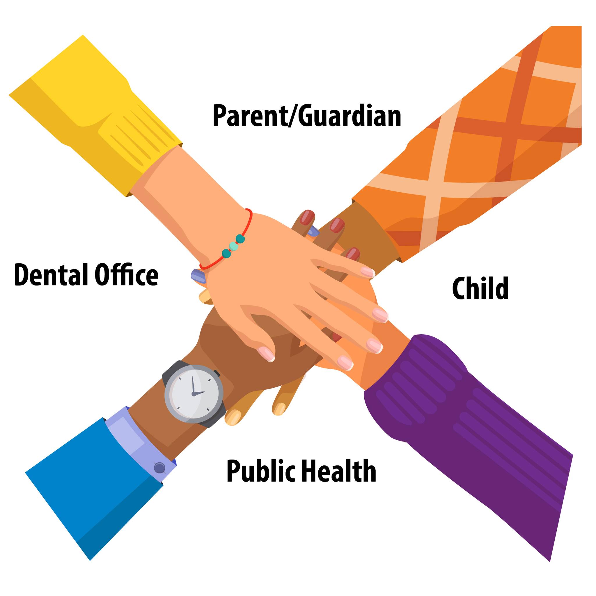 Graphic showing hands linked together