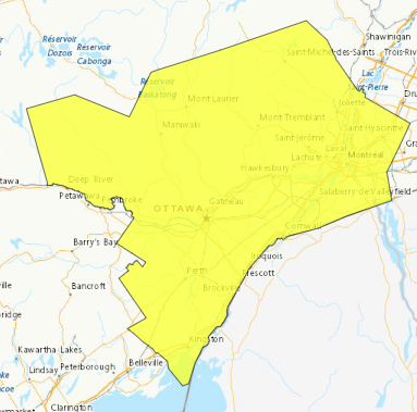 Map with yellow highlighted area