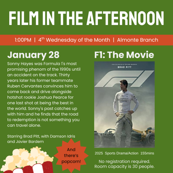 Graphic promoting MMPL Film in the Afternoon January 28