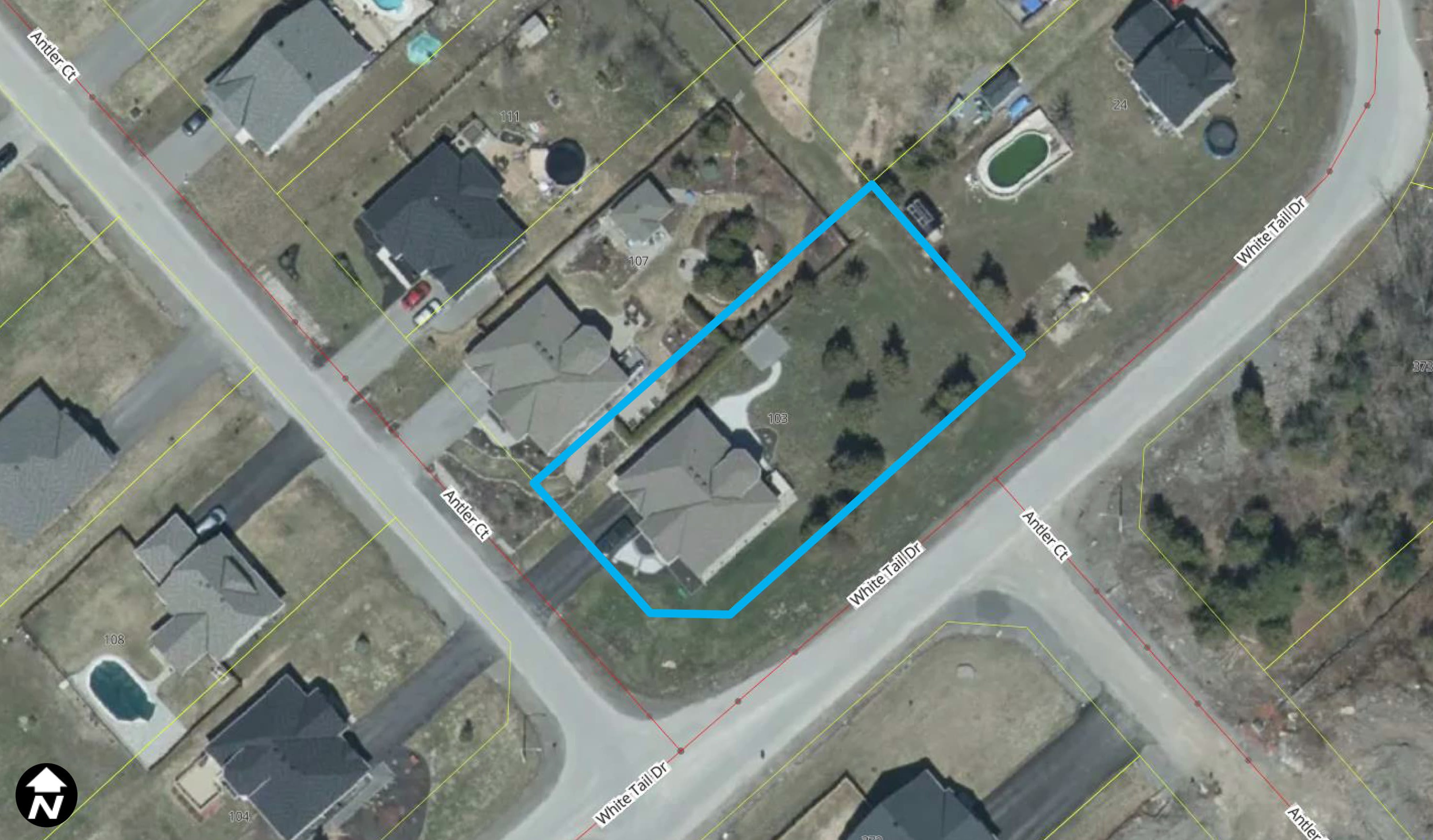 Satellite view of 103 Antler Court, Ramsay Ward, Municipality of Mississippi Mills