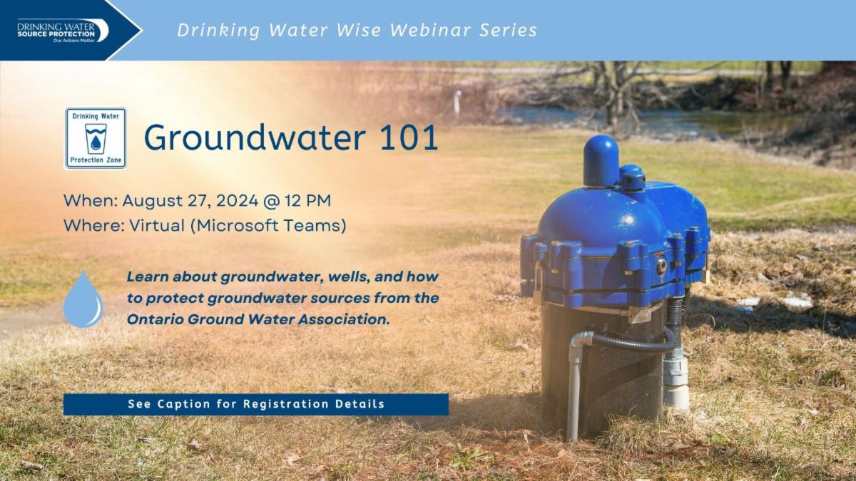 Photo of a capped well on a lawn with the text 'Groundwater 101'