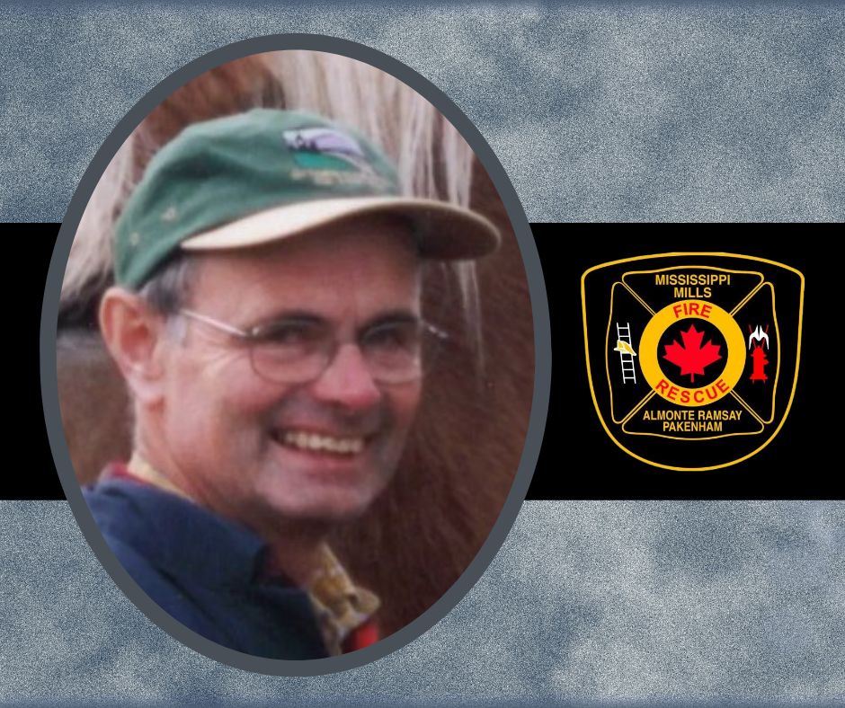 Image of a man with a graphic of a fire department crest