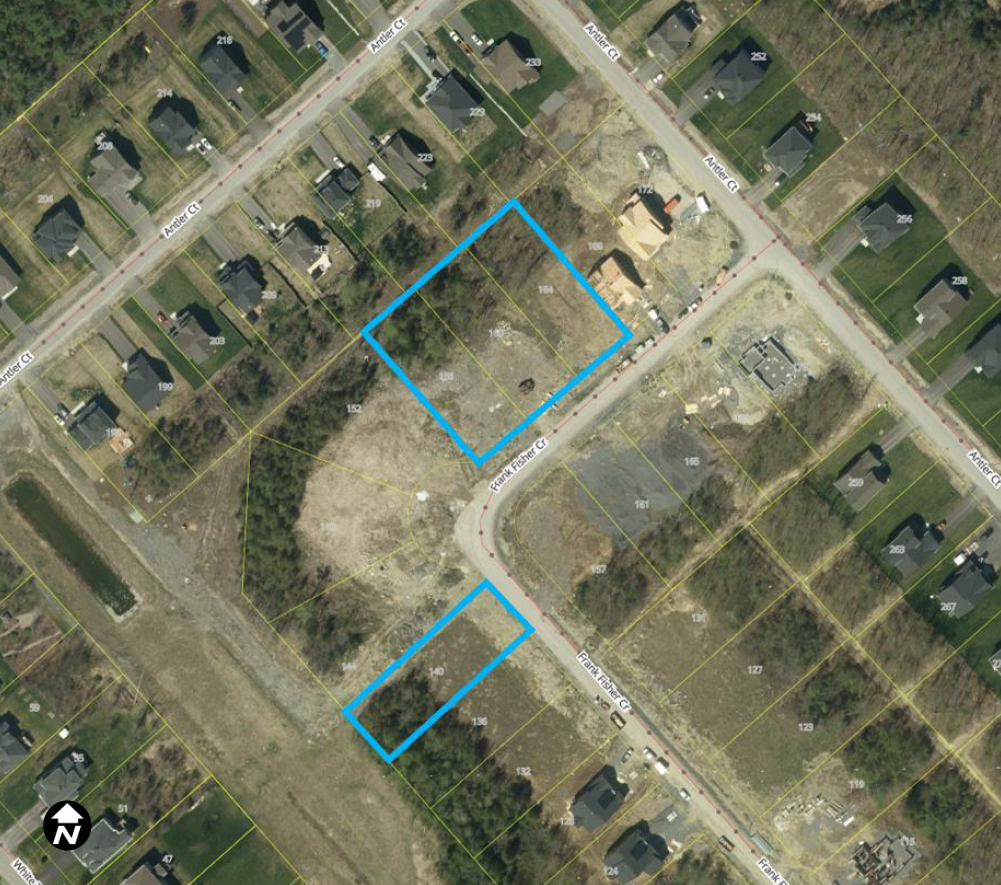 Satellite image showing 140, 156, 160, 164 Frank Fisher Crescent, Ramsay Ward, Municipality of Mississippi Mills