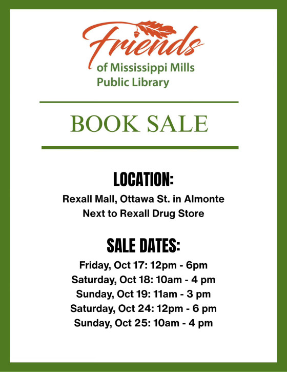 Poster advertising Friends of MMPL Book Sale