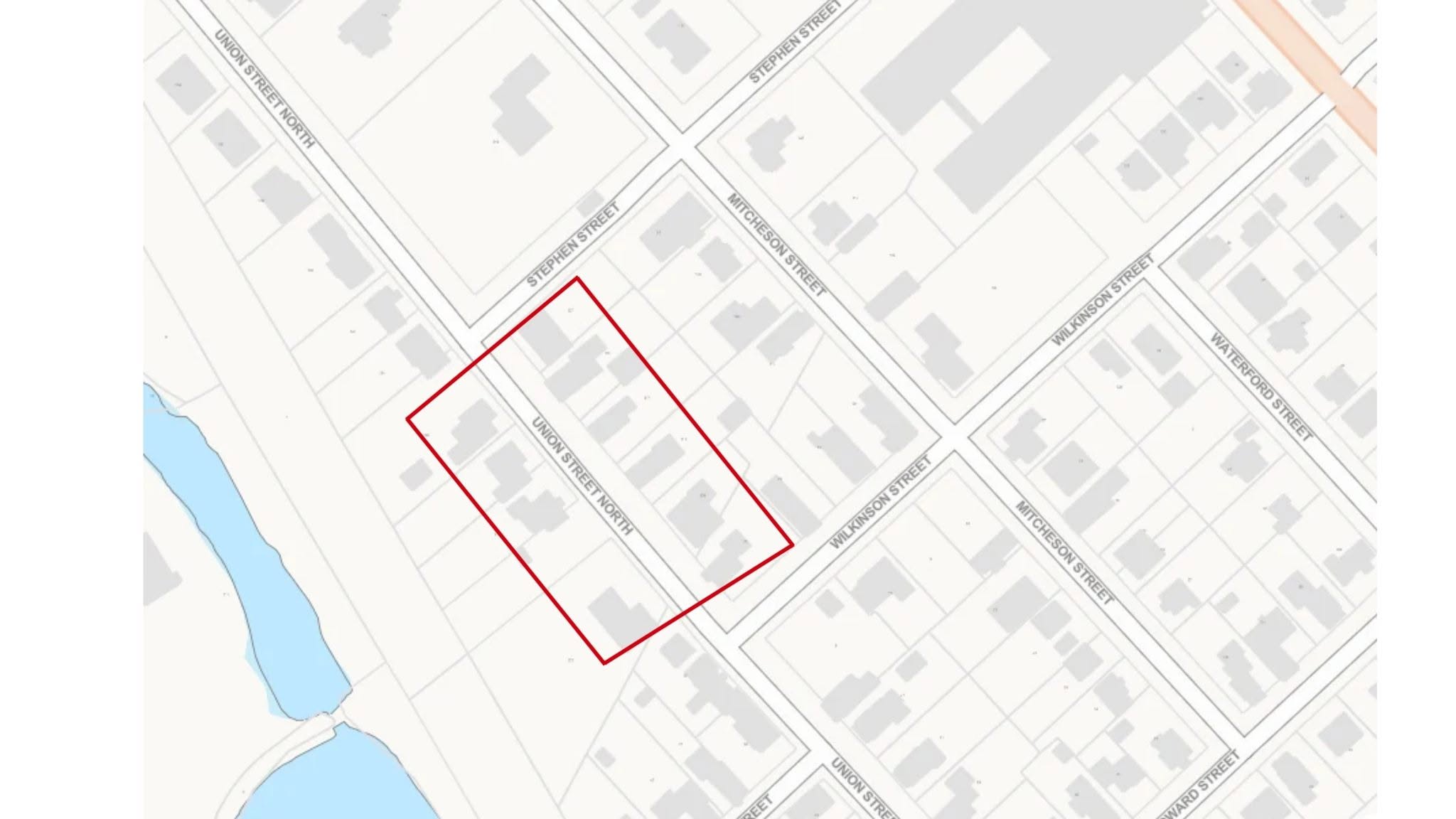 Map showing area outlined in red