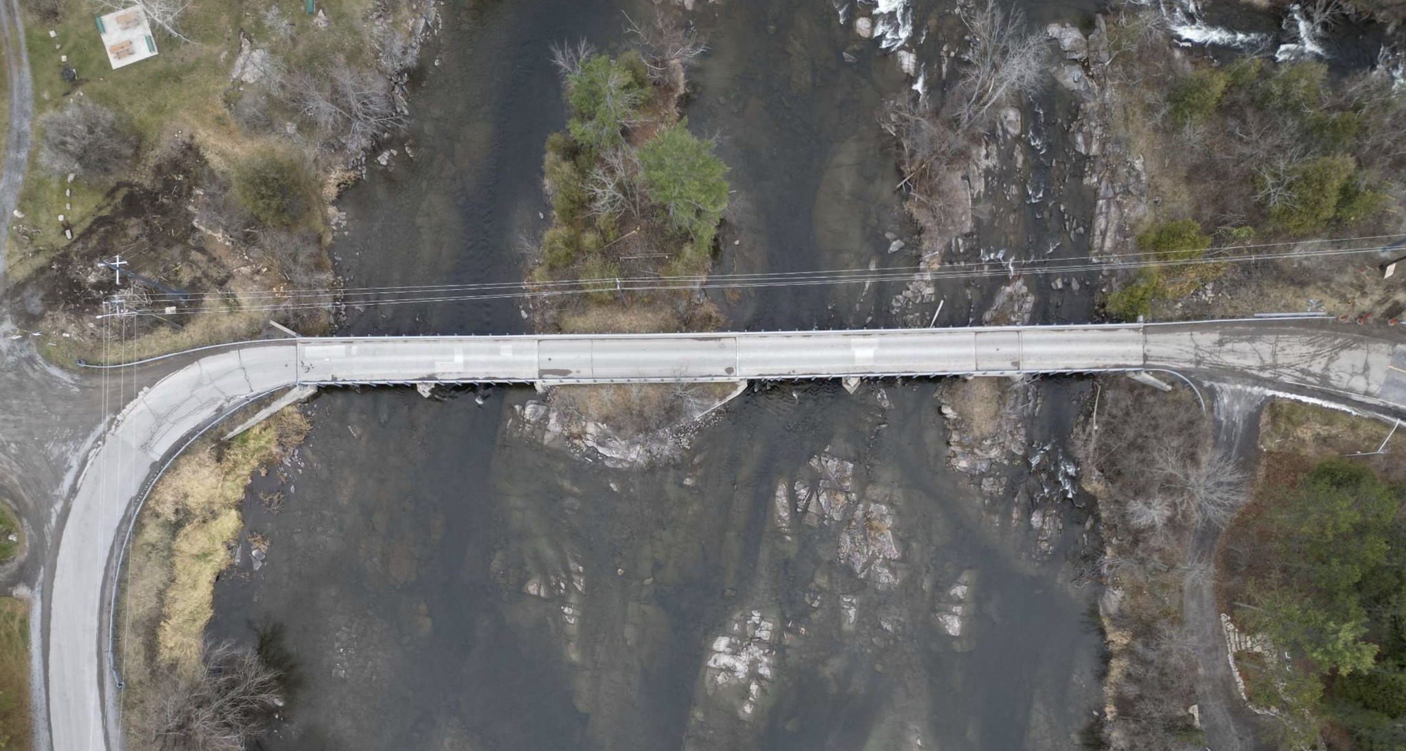 Aerial view of Blakeney Bridge in Mississippi Mills