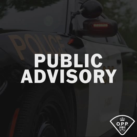 Graphic with OPP car in the background and the text 'Public Advisory'