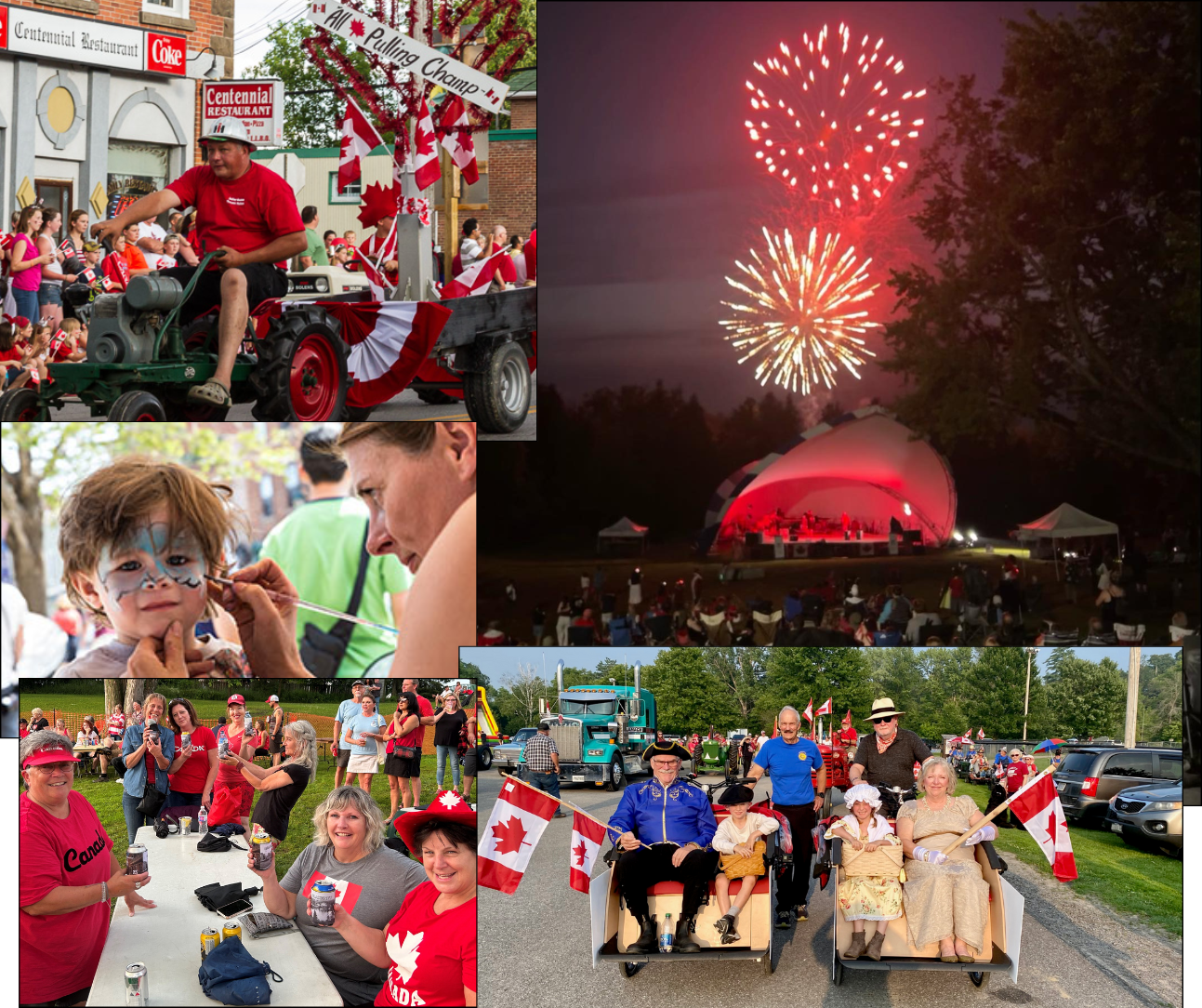 Collage of Canada Day photos from Pakenham and Almonte