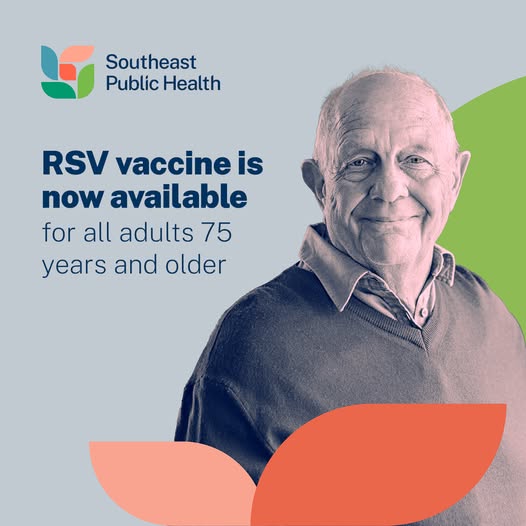 Graphic promoting RSV vaccine with photo of older, balding gentleman smiling