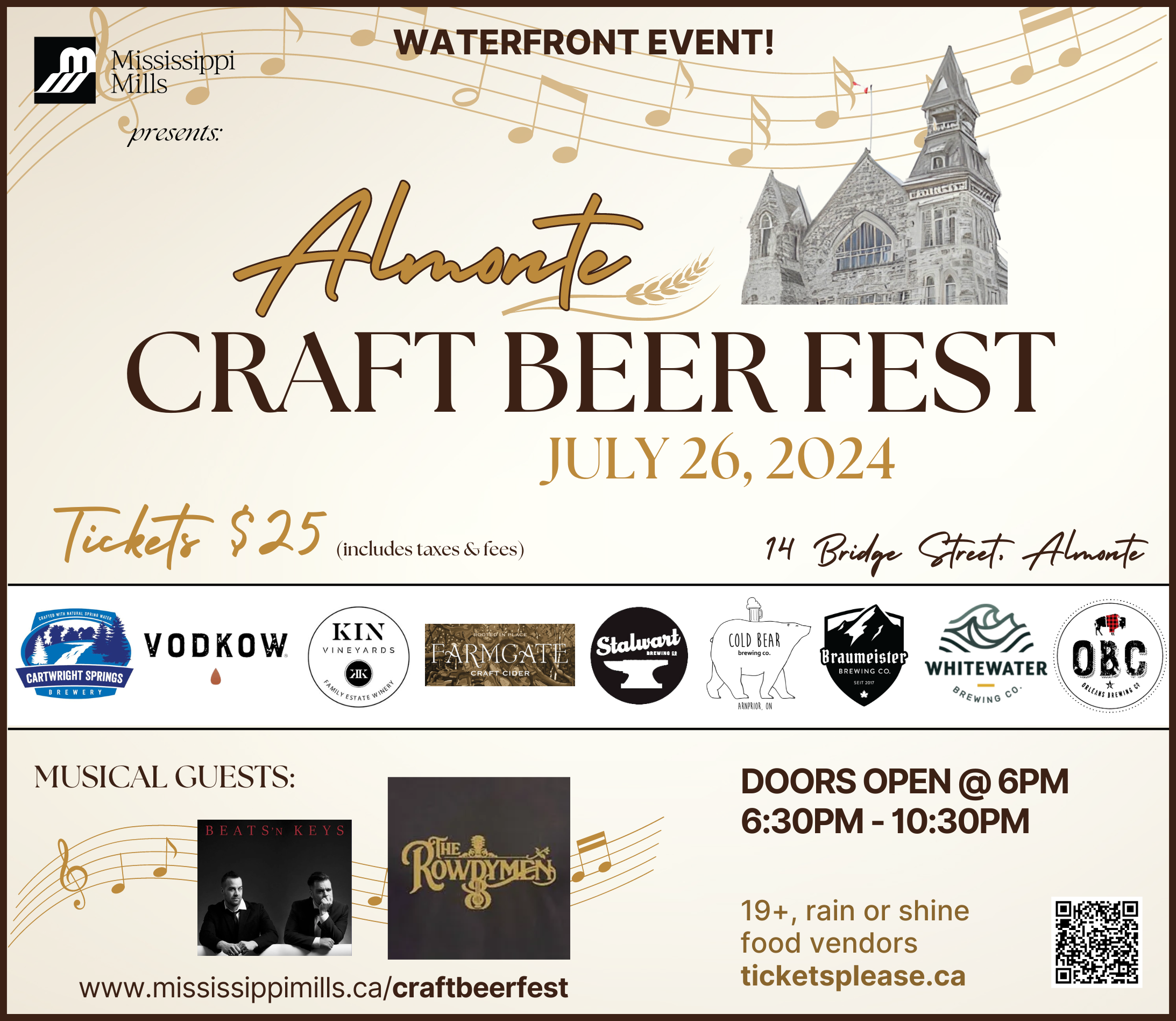 Graphic advertising Almonte Craft Beer Fest, July 26, 2024