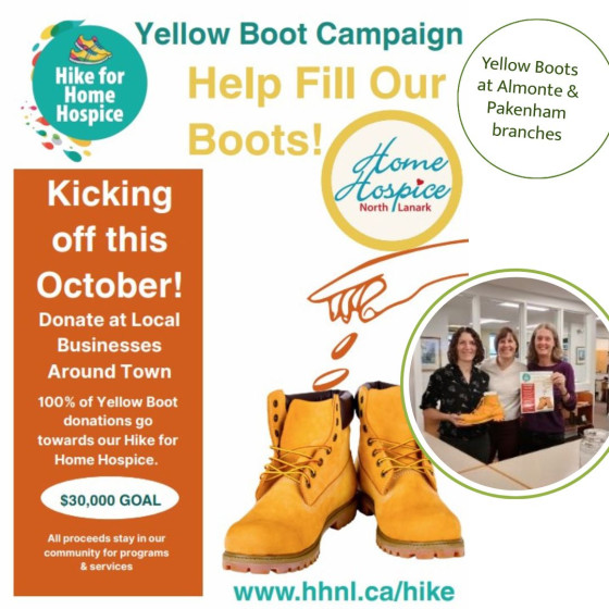 Graphic promoting Home Hospice North Lanark Yellow Boot Campaign