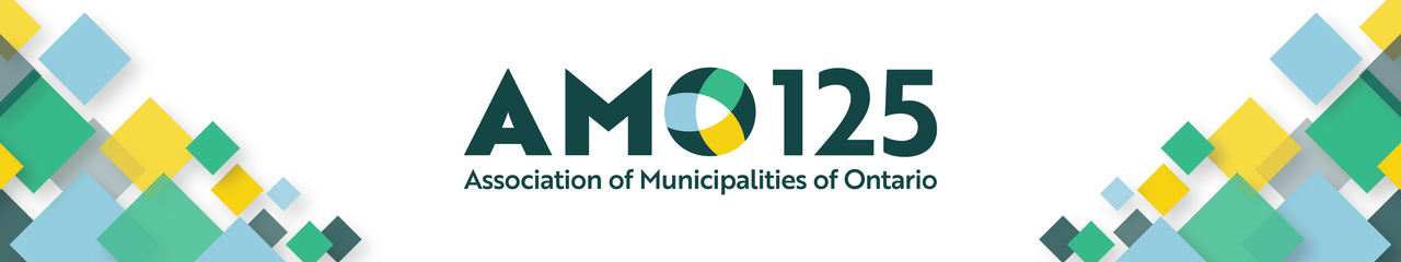 White, yellow and blue graphic with the text 'AMO 125'