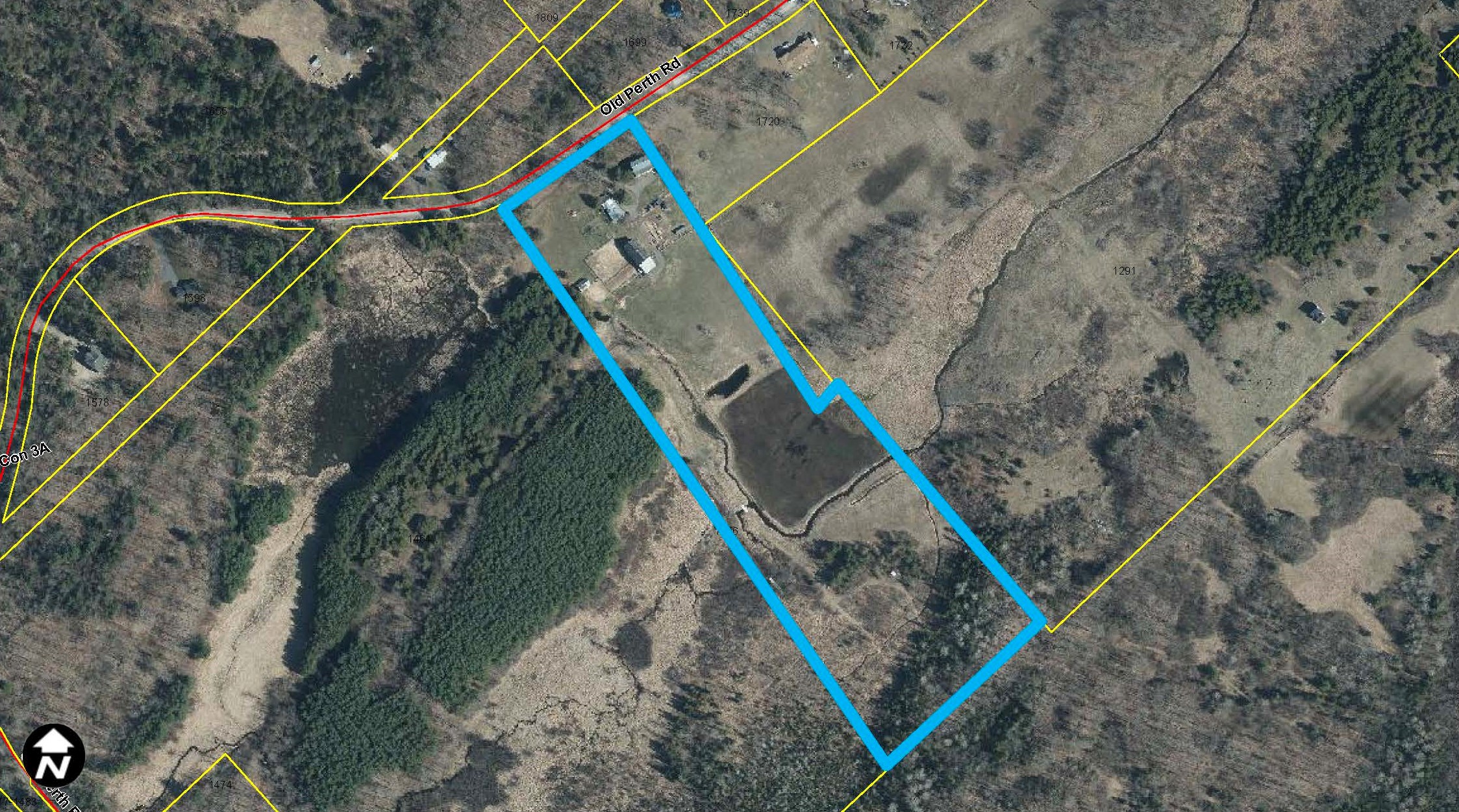 Aerial image showing 1676 Old Perth Road, Ramsay Ward, Mississippi Mills