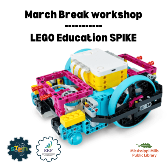 Poster advertising Lego Robotics Workshop at Mississippi Mills Public Library