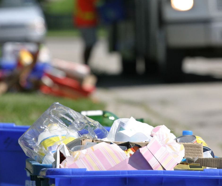 Recycling bins by the roadside