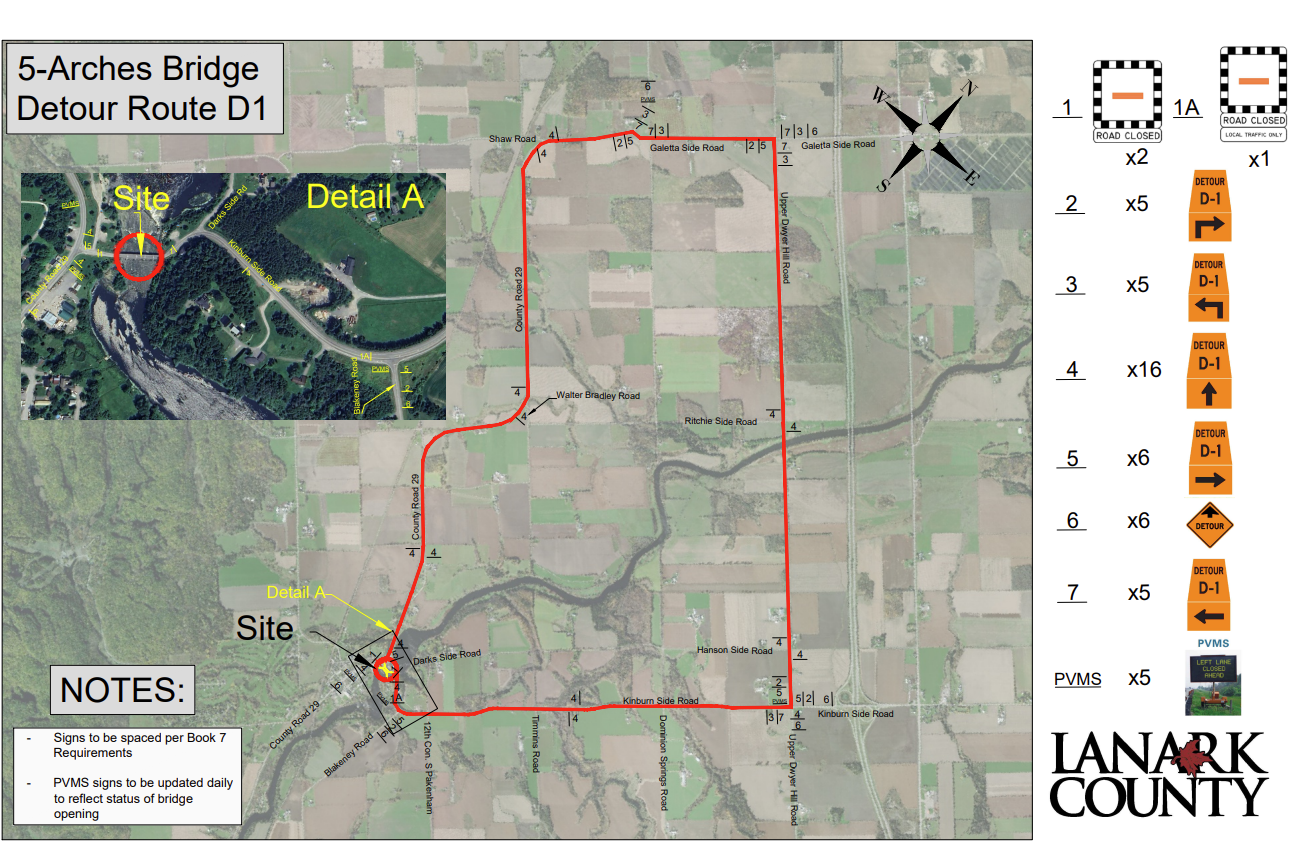 Five Span Bridge project detour map