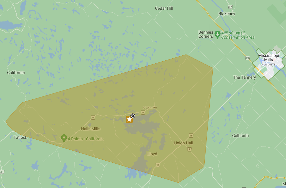 Graphic featuring map with highlighted area