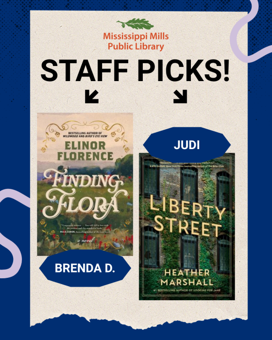 Graphic showing two book covers with the text 'Mississippi Mills Public Library Staff Picks'