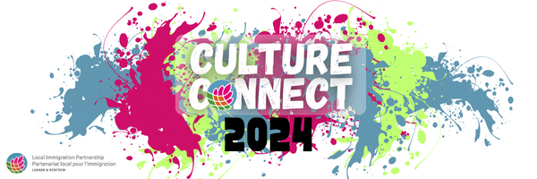 Graphic with blue, green and pink bursts of colour with the text 'Culture Connect'
