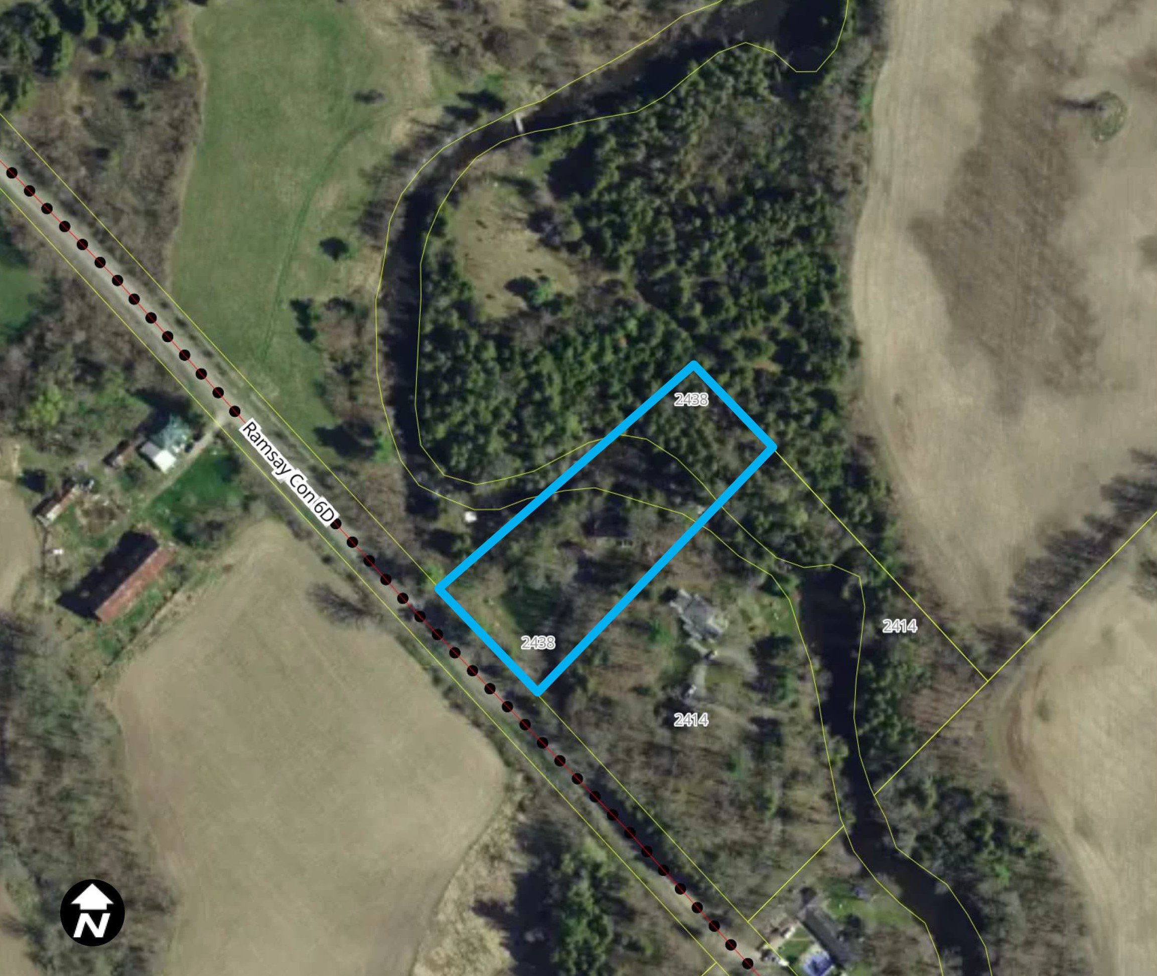 Satellite image of 2438 Ramsay Concession 6D, Municipality of Mississippi Mills